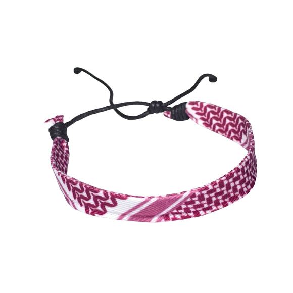 Palestinian Keffiyeh Bracelet wristband Red/White - Picture 2 of 2